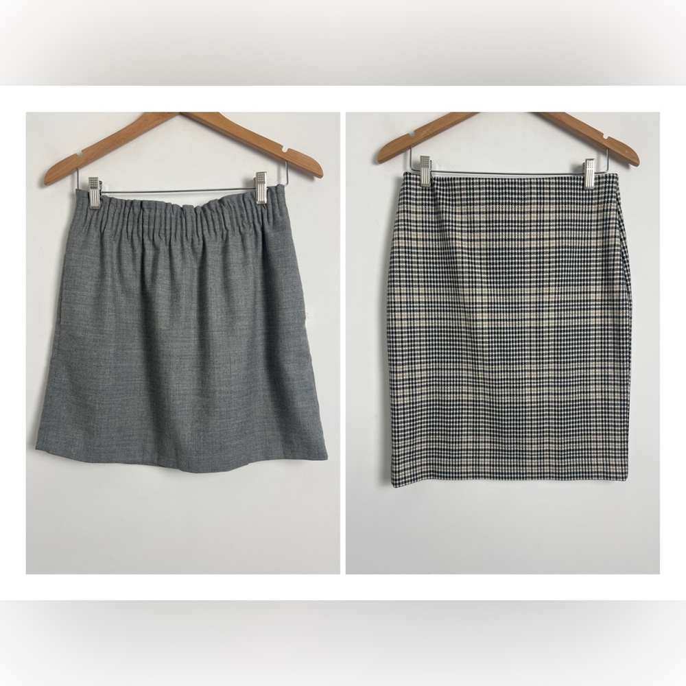 Ann Taylor Size Small 2-Pieceโ Gray & Plaid Career Skirt Bundle